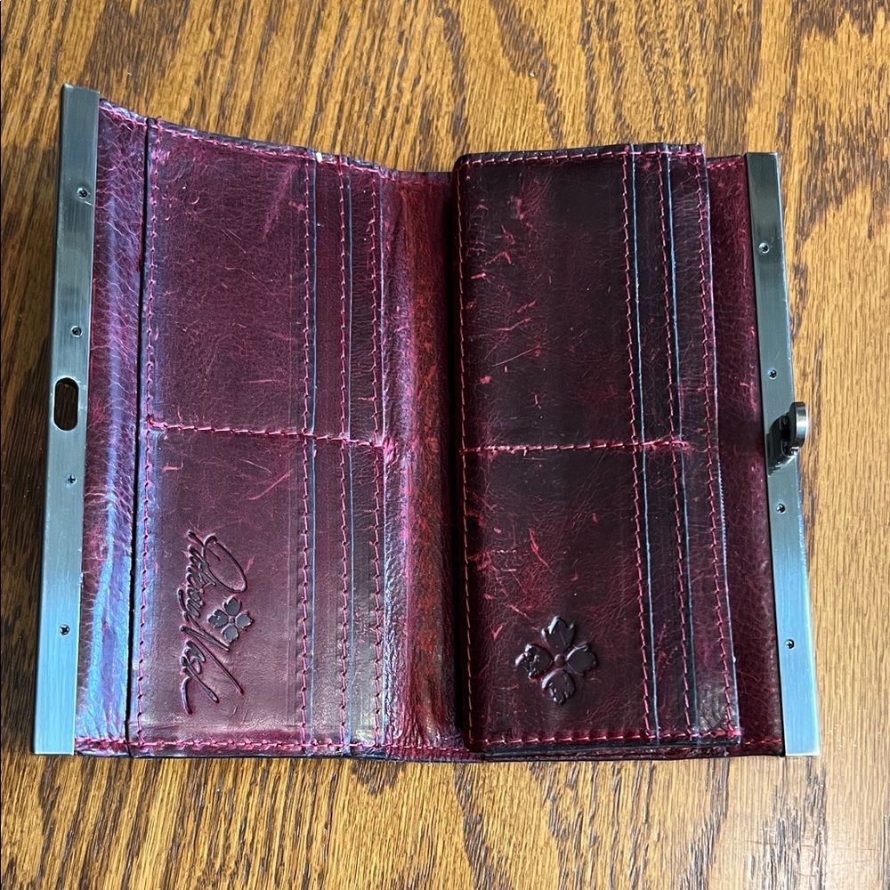 Patricia Nash Deep Red Distressed Leather Hobo Conceal Carry Bag and Wallet - Picture 6 of 16